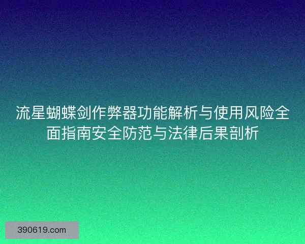 流星蝴蝶剑作弊器功能解析与使用风险全面指南安全防范与法律后果剖析